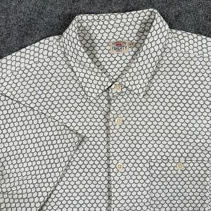 Faherty Shirt XL Gray Fish Scale Print Short Sleeve Button Up Casual Men's
